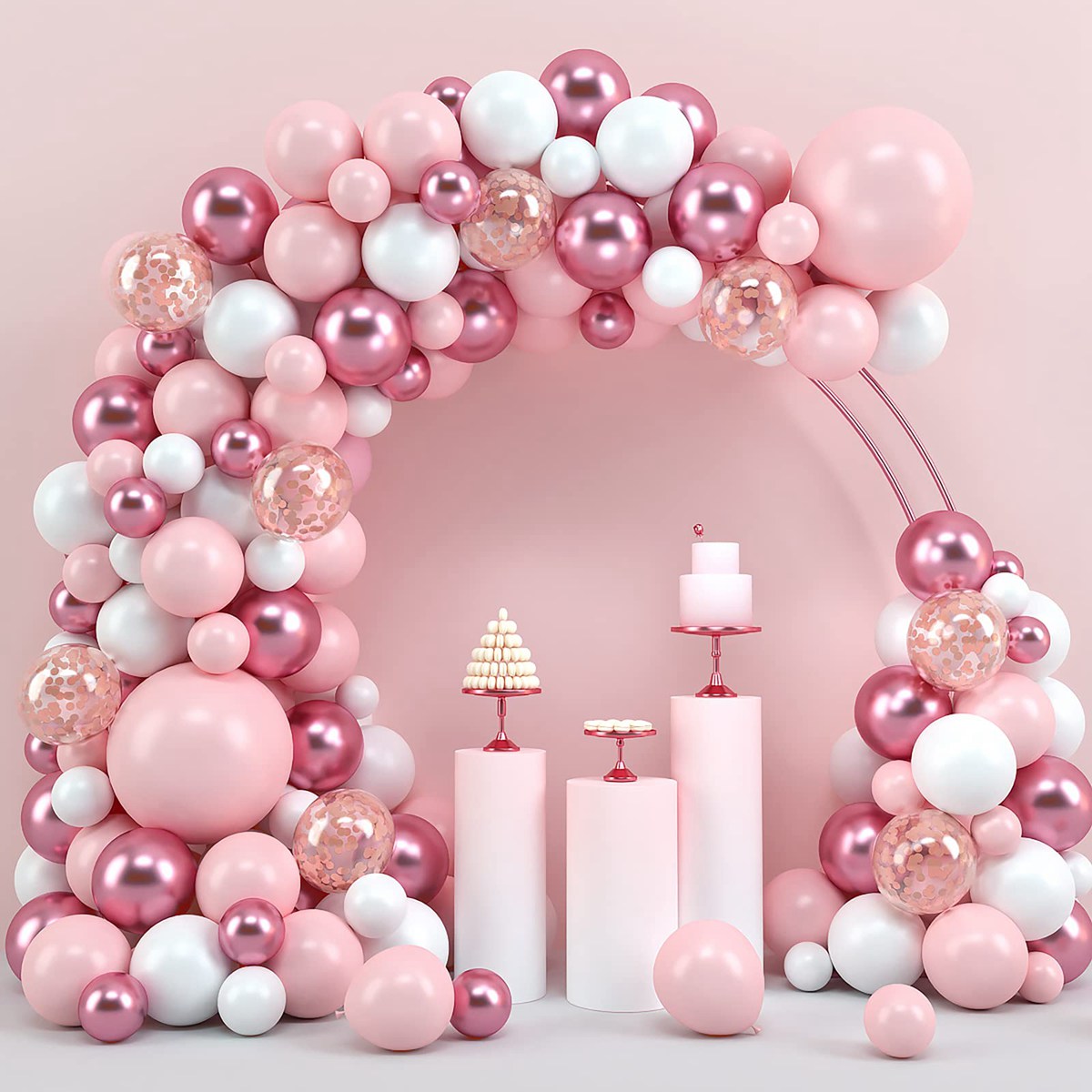 Wedding Supply Kit - Rosa macaron balões guirlanda arco kit