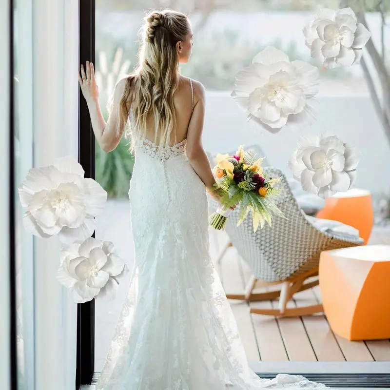 5 pacotes de flores de papel b - Wedding Power Supply avaliação e preço
