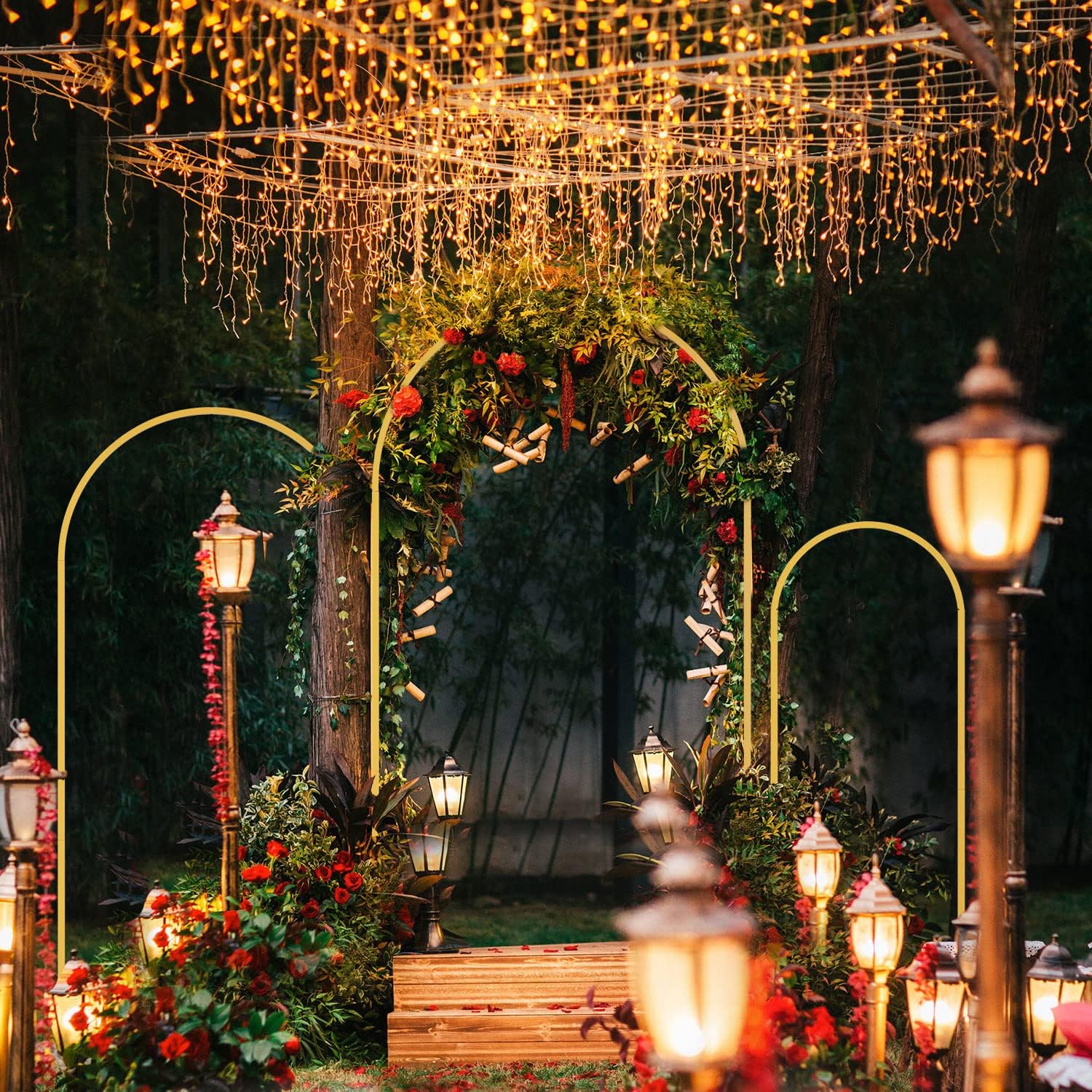 1pc ouro metal arco pano de fu - Wedding Support avaliação e preço