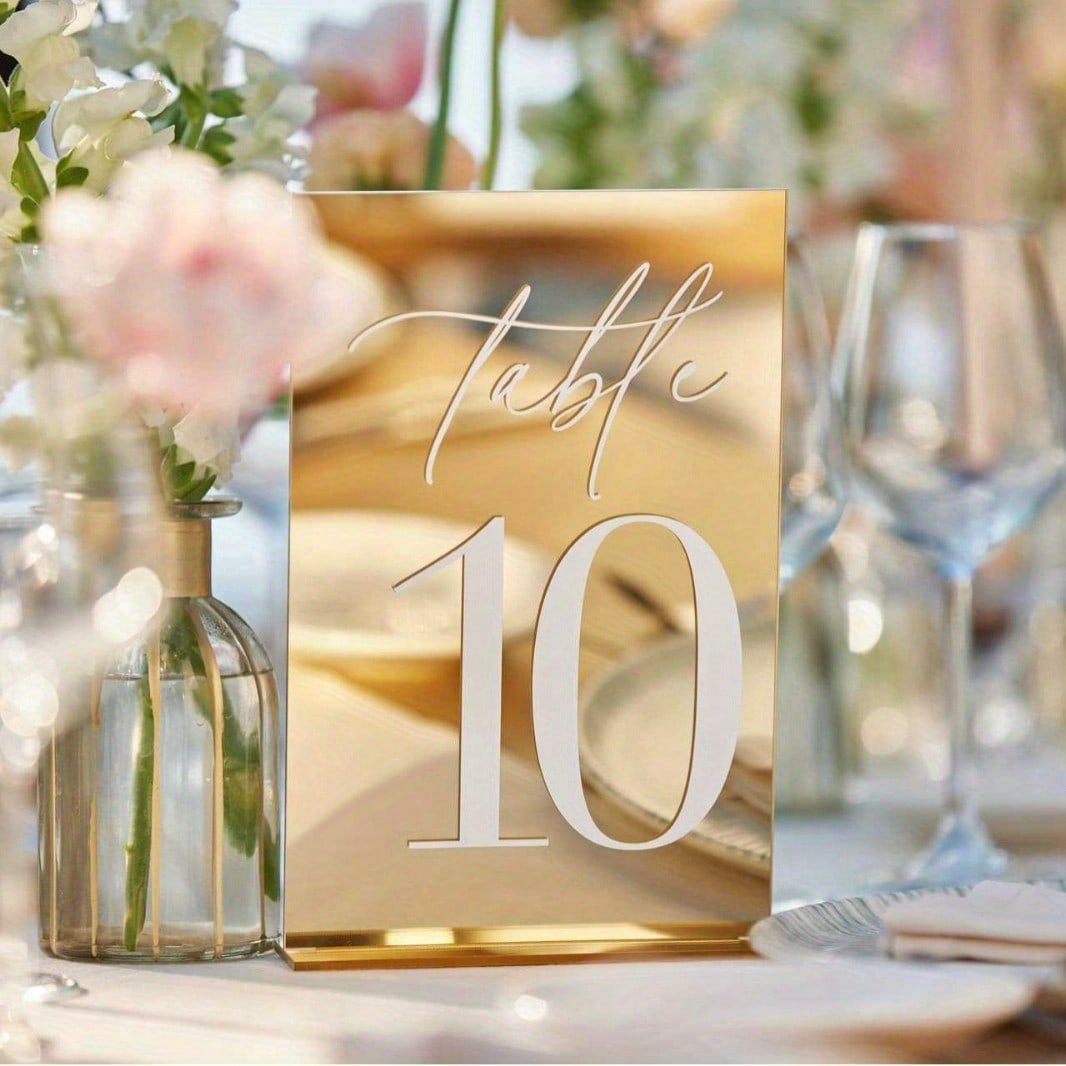 Placas de mesa com números em  - Table Number Gold avaliação e preço