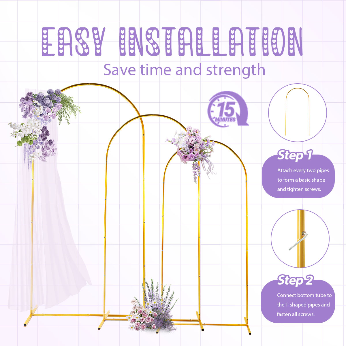3 pacotes de kits de arco de m - Wedding Support avaliação e preço
